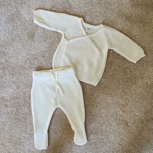 Nature Baby Cozy Cream Knit Baby Set 100% Merino Wool Size 00 / 3 - 6 Months